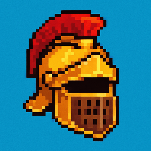 casco de gladiador de pixeles.
In-Game asset.  2d.  High contrast.  No shadows