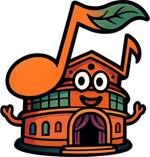 Nota musical de una Sala de Conciertos Viviente.
In-Game asset.  2d.  High contrast.  No shadows