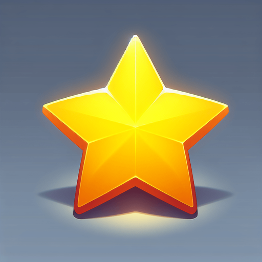 star, yellow, 2D.
Single Game Texture.  In-Game asset.  2d.  Blank background.  High contrast.  No shadows