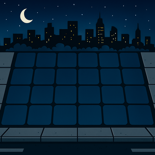 Make it nighttime with a city skyline