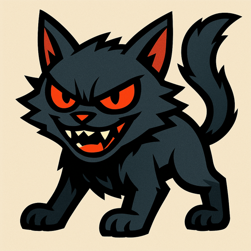 Un gato malvado.
In-Game asset.  High contrast.  No shadows