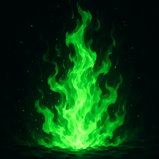 I want a ultimate green fire.
In-Game asset.  High contrast