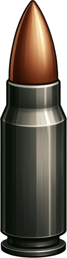 a bullet.
Single Game Texture. In-Game asset. 2d. Blank background. High contrast. No shadows.