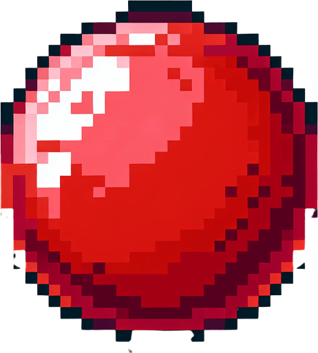 pixel art of a red orb.
Single Game Texture. In-Game asset. 2d. Blank background. High contrast. No shadows.