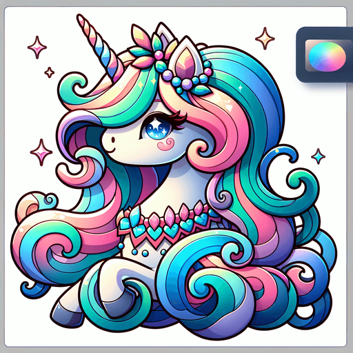Fantasy kawaii beautiful unicorn.
Single Game Texture. In-Game asset. 2d. Blank background. High contrast. No shadows.