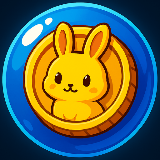 the coin inside the bubble have a cute rabbit