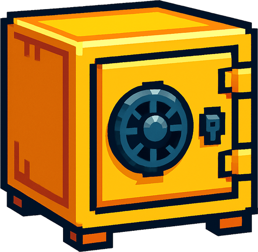 2D pixel art para kasası.
In-Game asset.  High contrast.  No shadows