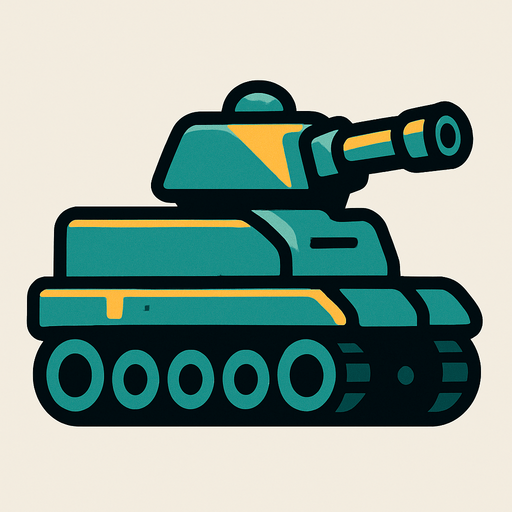 düz tank tekerlekleri olan iki parçalı tank.
In-Game asset.  2d.  High contrast.  No shadows