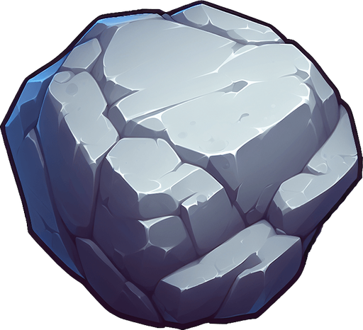 A animated image of a stone boulder.
Single Game Texture. In-Game asset. 2d. Blank background. High contrast. No shadows.