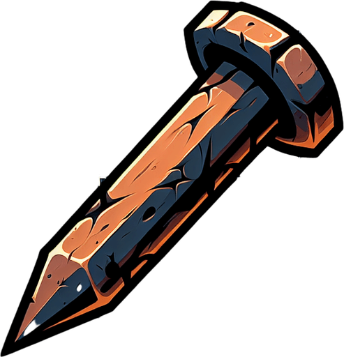 Hřebík.
Single Game Texture. In-Game asset. 2d. Blank background. High contrast. No shadows.