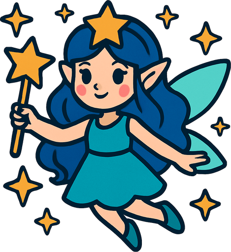 Fée stella.
In-Game asset.  2d.  High contrast.  No shadows