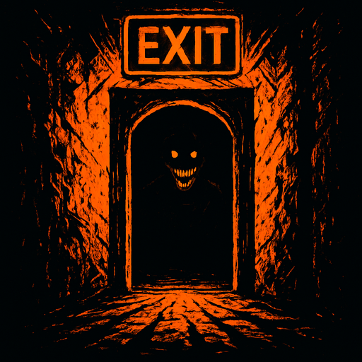 a terrifying but illuminating exit.
In-Game asset.  2d.  High contrast.  No shadows