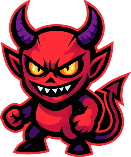 Make a mascot evil creature.
In-Game asset.  2d.  High contrast.  No shadows