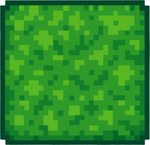A 2D top down pixelated grass block.
In-Game asset.  2d.  High contrast.  No shadows