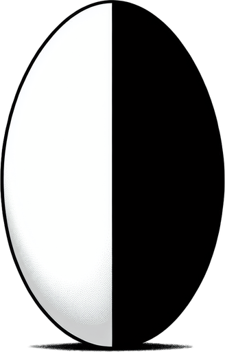 Elongated elipse with black top half and white bottom half.