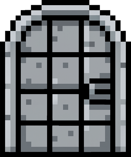 Make an 8 bit iron door.
In-Game asset.  2d.  High contrast.  No shadows