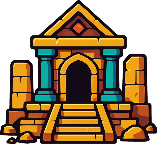 Tempale of fantasy games.
In-Game asset.  2d.  High contrast.  No shadows