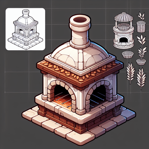 Fırın.
Single Game Texture.  In-Game asset.  2d.  Blank background.  High contrast.  No shadows