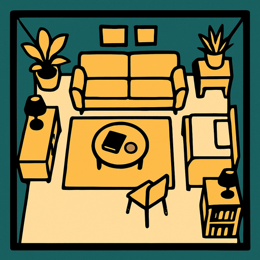 full room top view.
In-Game asset.  2d.  High contrast.  No shadows