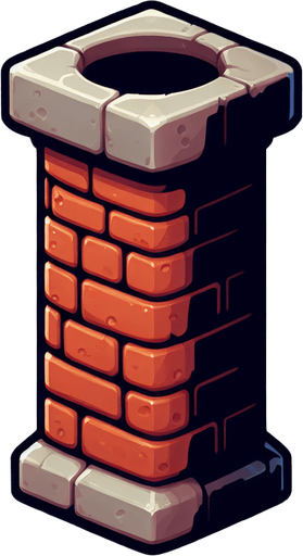 A chimney, cartoon 2d, side view Single Game Texture. In-Game asset. 2d. Blank background. High contrast. No shadows.