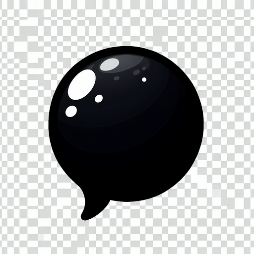 Totally black circular Cartoon bubble on transparent background.
Single Game Texture. In-Game asset. 2d. Blank background. High contrast. No shadows.