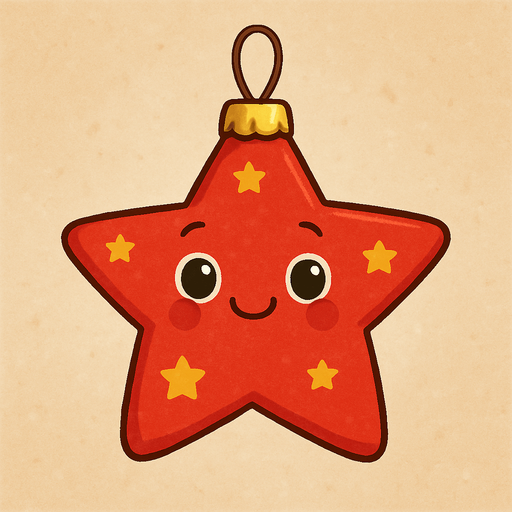 Perfectly star red Christmas decoration. Cartoon. Cute art style
