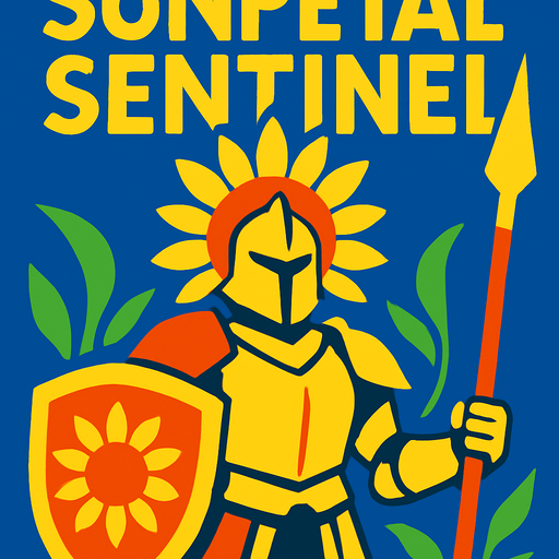 sunpetalSentinel.
2d.  High contrast.  No shadows