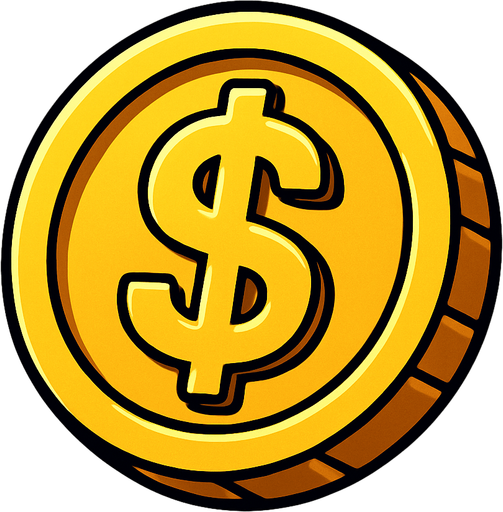 Dolar Simgeli Altın.
In-Game asset.  2d.  High contrast.  No shadows