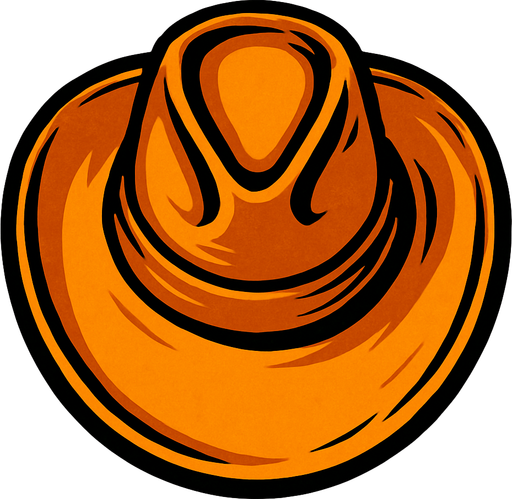 A cowboy hat from top.
In-Game asset.  2d.  High contrast.  No shadows