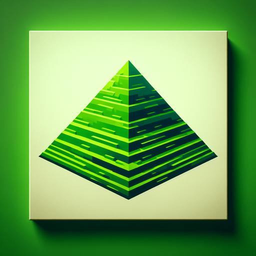 A pyramid of vibrant green colour dazzling.
Single Game Texture. In-Game asset. 2d. Blank background. High contrast. No shadows.