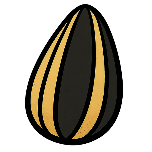 Big sunflower seed.
In-Game asset.  2d.  High contrast.  No shadows