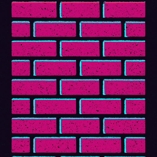 Textura de pared de ladrillos estilo años 80. 9:16.
In-Game asset.  2d.  High contrast.  No shadows
