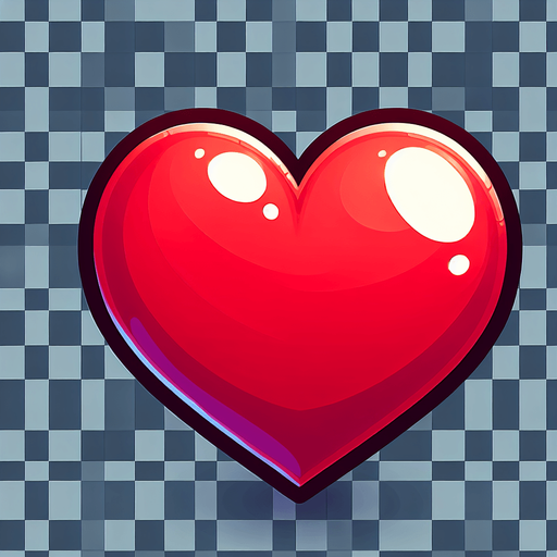 a red heart. cartoon.
Single Game Texture.  In-Game asset.  2d.  Blank background.  High contrast.  No shadows
