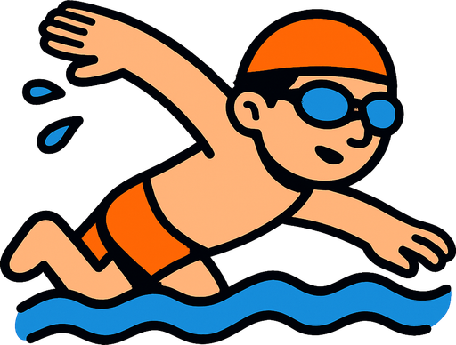 make a animated guy swimming.
In-Game asset.  2d.  High contrast.  No shadows