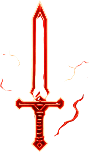 Sword, effect master red neon.
In-Game asset.  2d.  High contrast.  No shadows