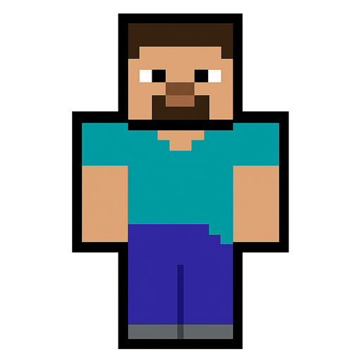 Steve from minecraft.
In-Game asset.  2d.  High contrast.  No shadows
