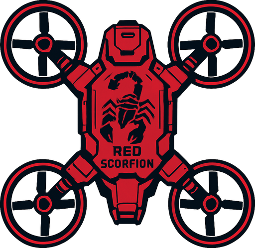 top down view
scifi quad copter drone. red scorpion
In-Game asset.  2d.  High contrast.  No shadows