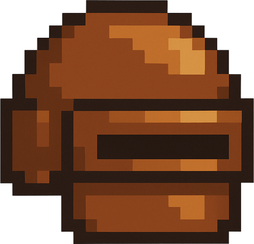 pixel brown game helmet.
In-Game asset.  2d.  High contrast.  No shadows
