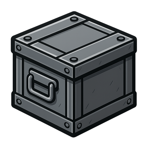 Steel box.
In-Game asset.  2d.  High contrast.  No shadows