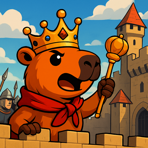 El rey orgulloso y confiado usando su cetro manda a defender desde el castillo.