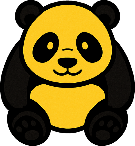 yellow panda top view.
In-Game asset.  2d.  High contrast.  No shadows