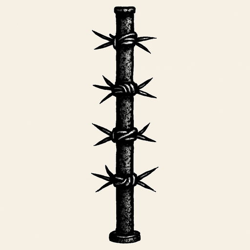 barbed iron pole.
In-Game asset.  2d.  High contrast.  No shadows