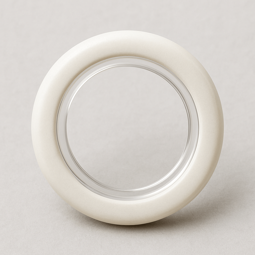 White ring with transparent middle. Front view