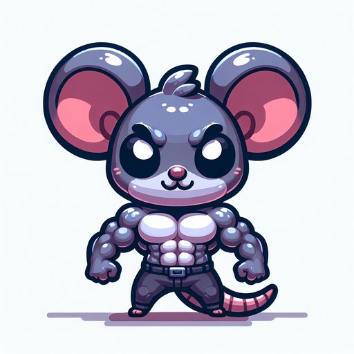evil little mouse with strong legs, cartoon Single Game Texture. In-Game asset. 2d. Blank background. High contrast. No shadows.