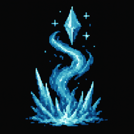 Sadece freeze büyüsü yap insan olmasın Dark souls style 2d pixel art.
In-Game asset.  2d.  High contrast.  No shadows
