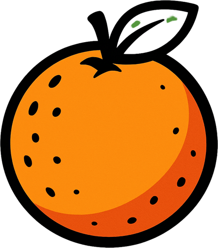 Naranja fruta.
In-Game asset.  2d.  High contrast.  No shadows