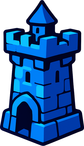 Blue Tower.
In-Game asset.  2d.  High contrast.  No shadows