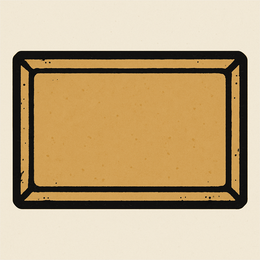 dikdörtgen olsun içi notsarjik rengde olsun buton olarak kullanılacak genişliği uzun hiç bir yazı içermesin.
In-Game asset.  2d.  High contrast.  No shadows