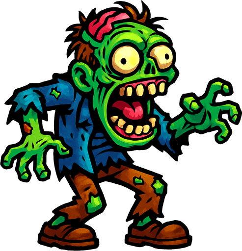 Very crazy zombie.
In-Game asset.  2d.  High contrast.  No shadows