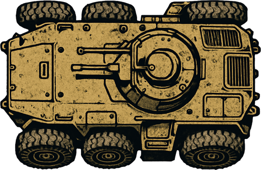 military, old, Light Armored Vehicles, top view.
In-Game asset.  2d.  High contrast.  No shadows